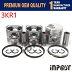 Set of 3 STD Piston Kit (Pin & Clip) with Rings for Isuzu 3KR1