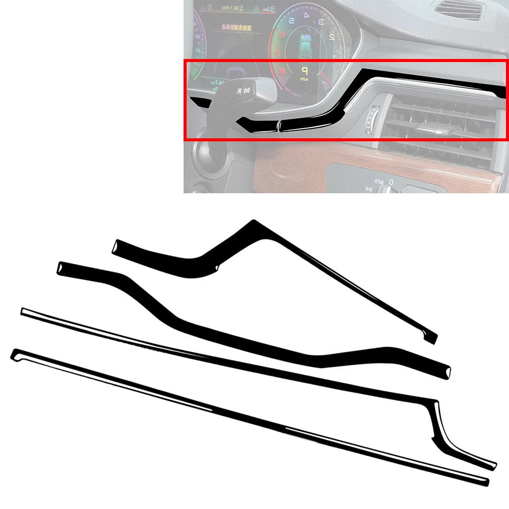 Set of 4 Piano Black Dashboard Panel Cover Trim for Audi A4 B9 A5 S4 RS4