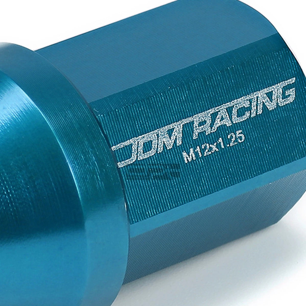 Set of 20 Closed End M12x1.25 35mm Tall Sky Blue Aluminum Lug Nuts
