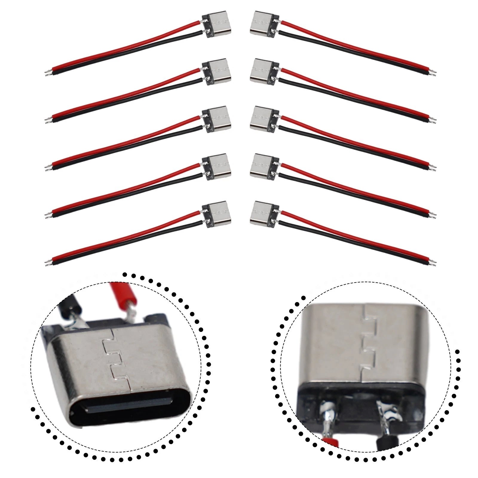 Set of 10 USB 2.0 Female Socket Power Cables for Various Devices