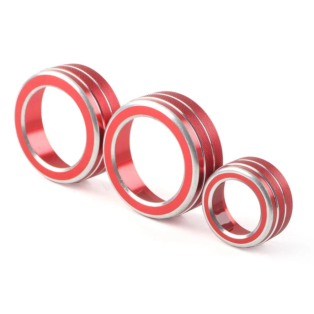 3 x AC Climate Switch Knob Ring Cover Trim for Honda CR-V (2017-2022) Red
