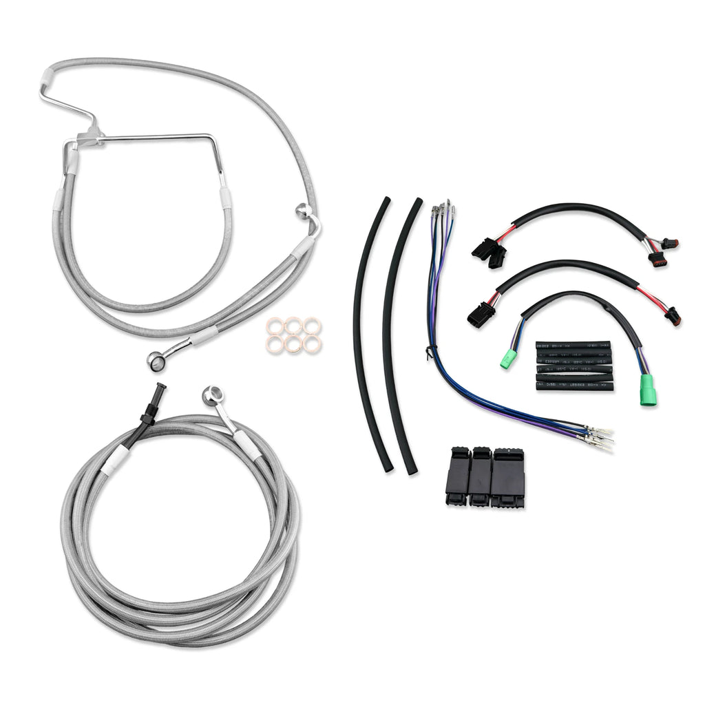 16" Chrome Extended Brake Line for Harley Road King, Street Glide, Road Glide