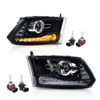 Clear Black Projector Headlights with LED DRL for Ram 1500 2500 3500 (2009–2018)