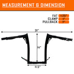 12" 14" 16" Prewired Ape Hanger Handlebar for Harley Road King FLHR FLHRC (2014–2015)