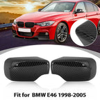 Pair Rear View Mirror Covering Cap Carbon Fiber Pattern for BMW E46 (1998-2005)