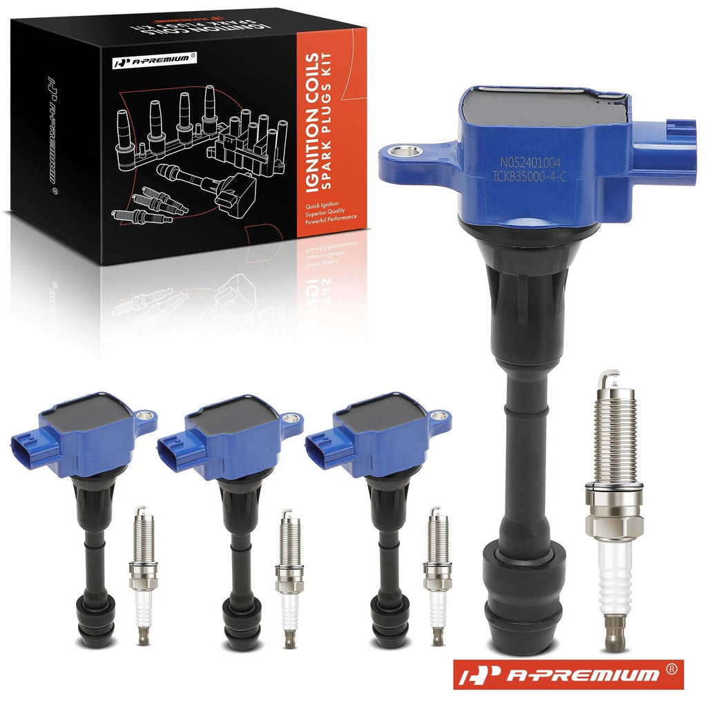 Set of 4 Ignition Coils & Iridium Spark Plugs for Nissan Altima Sentra 