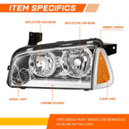 Headlight Lamps for Dodge Charger (2006–2010) Chrome Housing Clear Lens