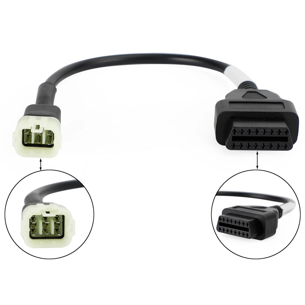OBD2 6 Pin Diagnostic Plug Adapter for Kawasaki Motorcycle Scooter ATV