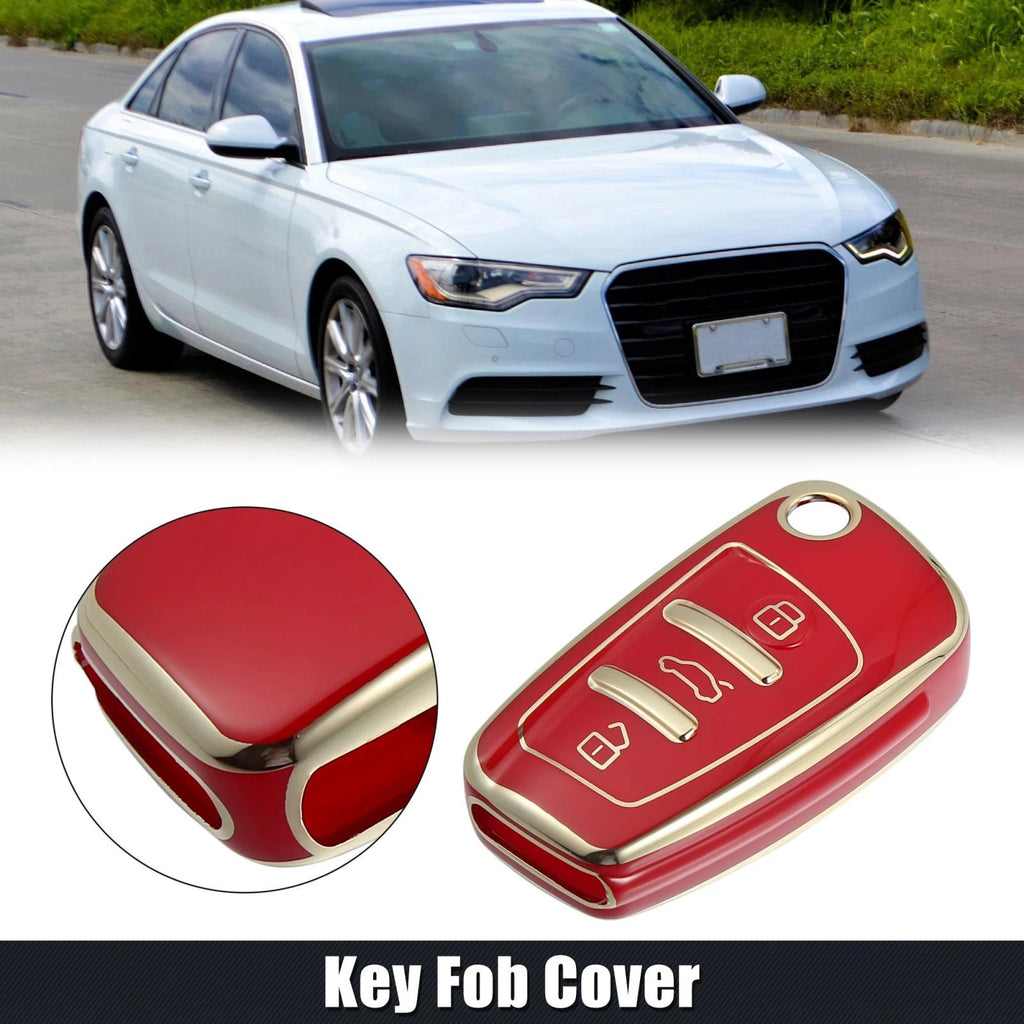 Car Key Fob Cover 3 Button TPU Red for Audi Q3 (2015–2020)