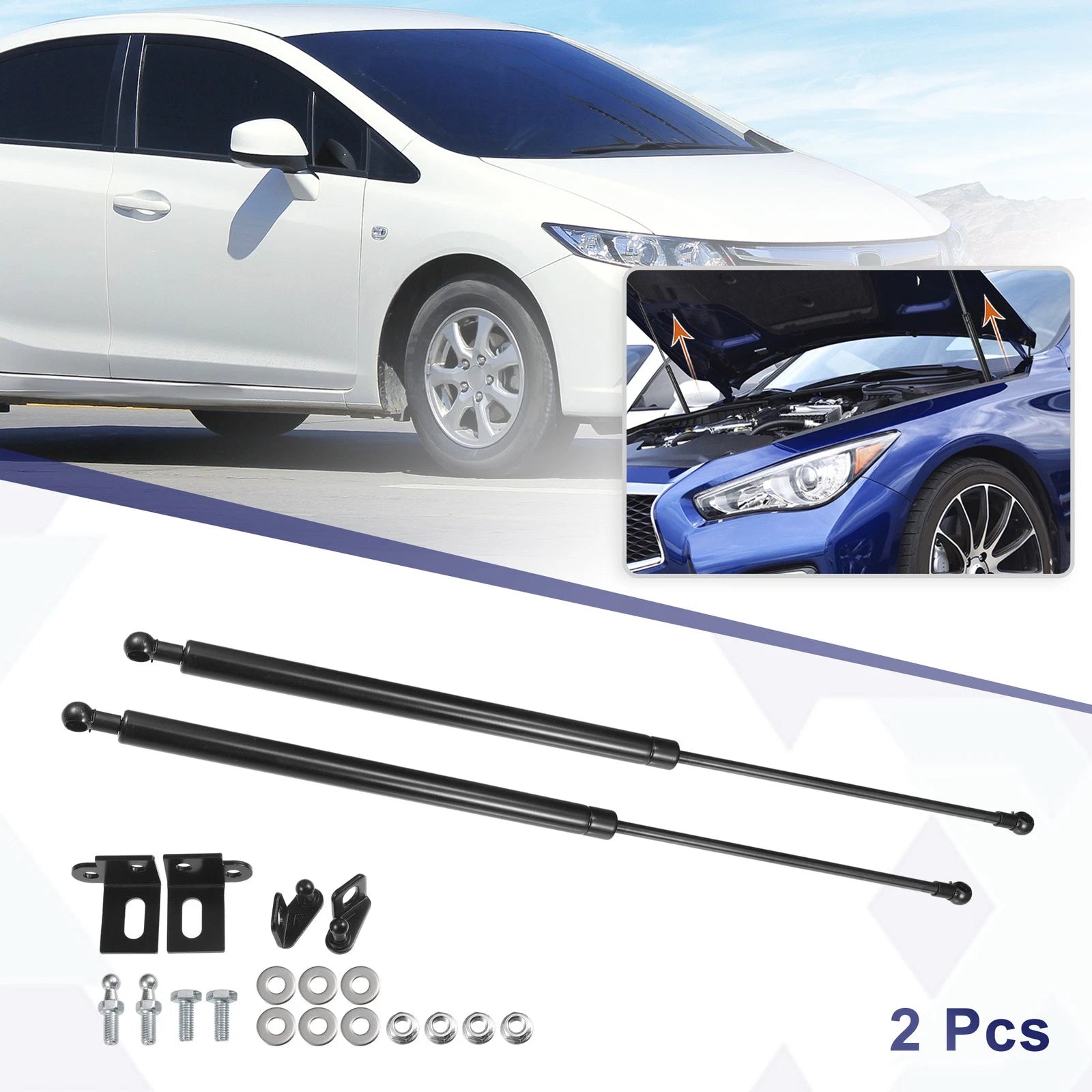 2X Front Hood Lift Supports Struts for Honda Civic FB/FG (2011–2016)