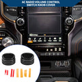 Set of 2 Media Radio Audio Tune Switch Knob Covers for Dodge RAM (2019–2022) Black