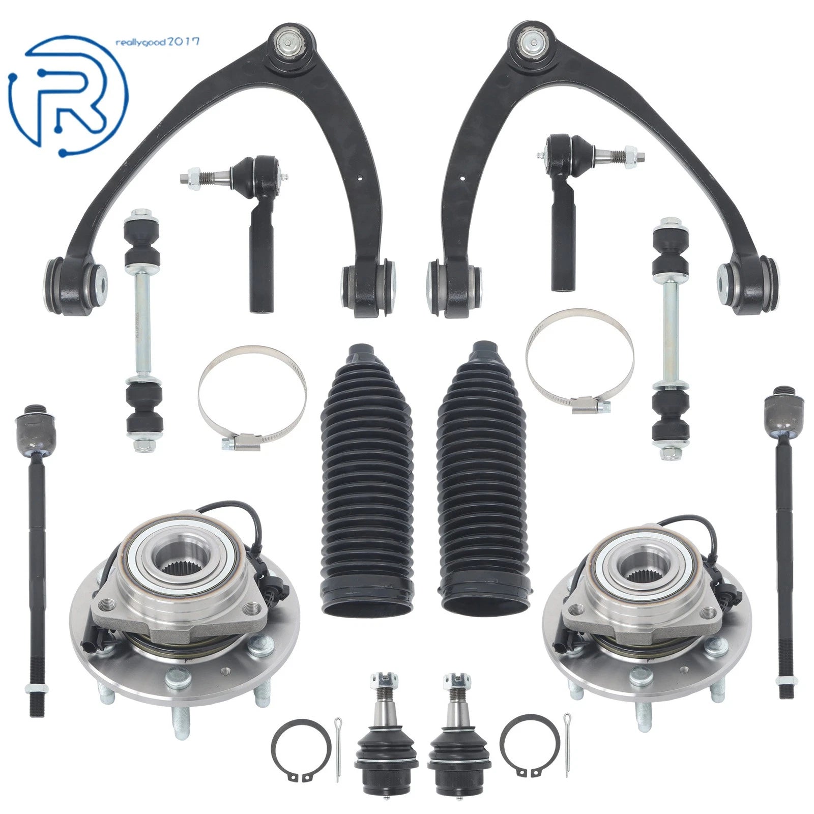 Set of 14 Front Wheel Hub Bearings & Upper Control Arms for Chevy Silverado 1500 