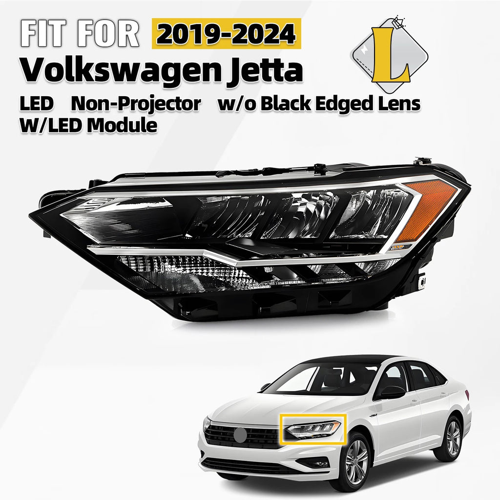 LED Headlight for Volkswagen Jetta (2019–2024) LH, Non-Projector, LED Module