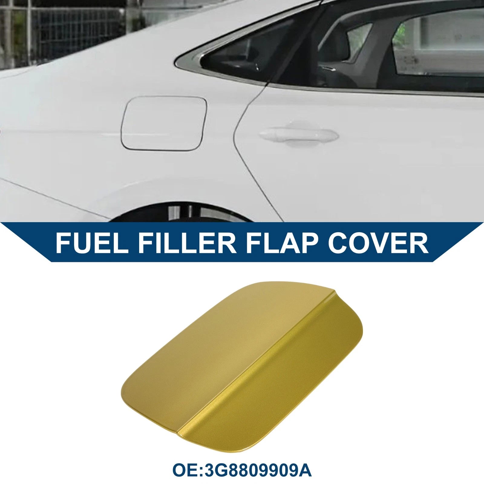 Fuel Tank Door Cap for Volkswagen CC (2019–2021) Fuel Filler Flap Cover Gold Tone
