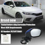 3 Pin Right Side Exterior Door Mirror Assembly Blue for Honda Civic (2022-2023)