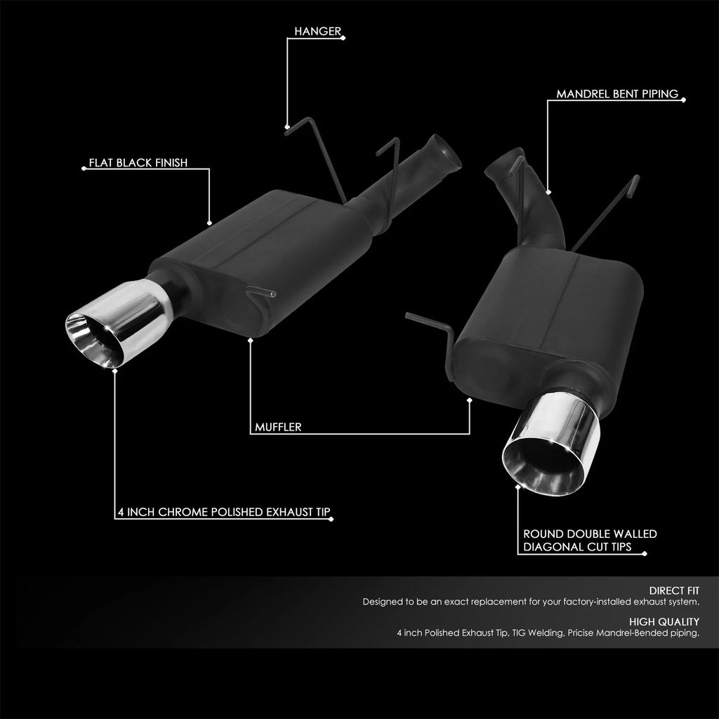 3" OD Muffler Tip Axle Cat Back Exhaust System for Ford Mustang (2011–2012)