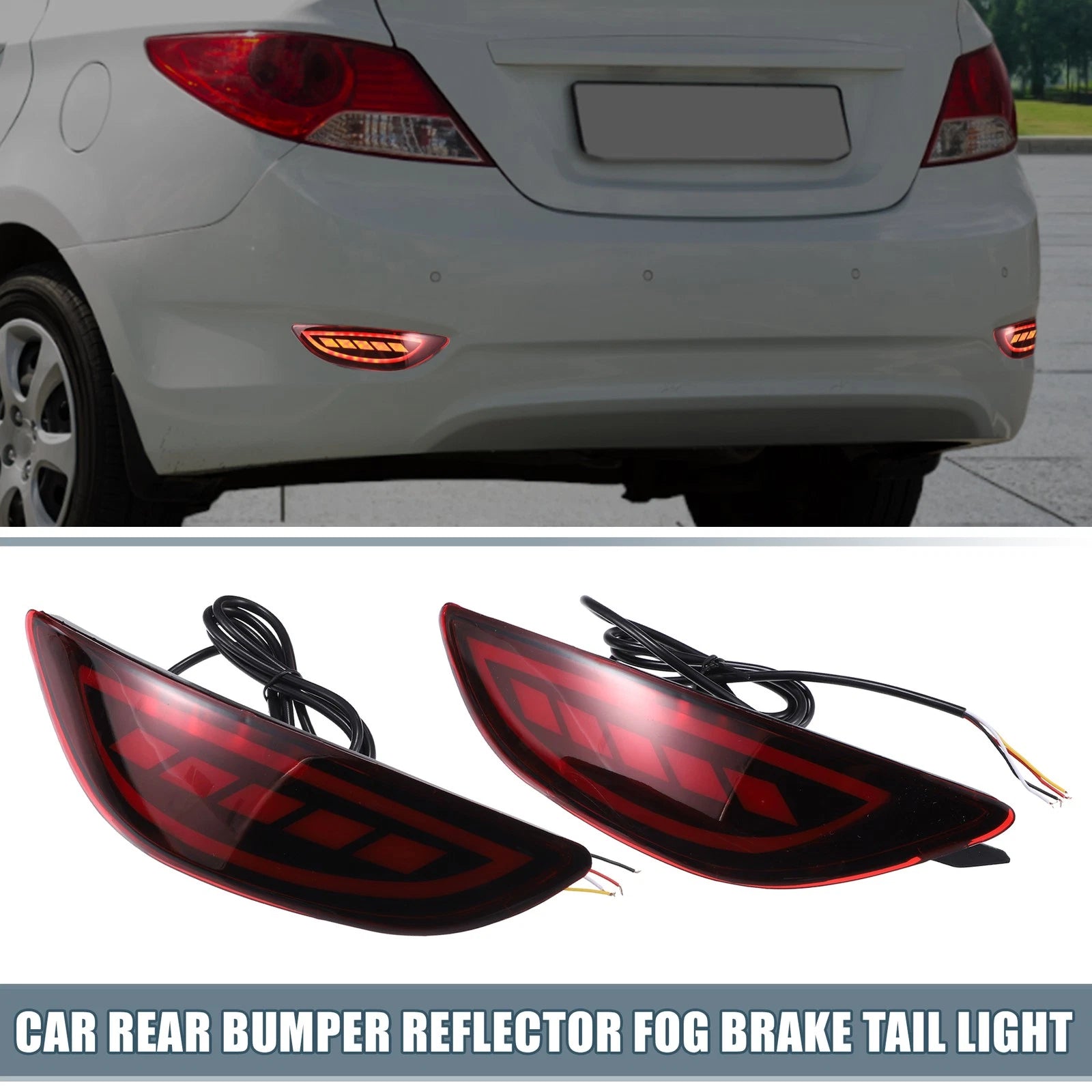 LED Rear Bumper Reflector Fog Brake Turn Signal Light for Hyundai Accent (2012–2017)