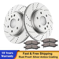 Front Drilled Rotors + Brake Pads for Buick Enclave, Chevy Traverse, GMC Acadia (2008–2017)