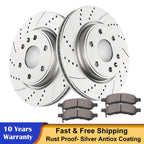 Front Drilled Rotors + Brake Pads for Buick Enclave, Chevy Traverse, GMC Acadia (2008–2017)