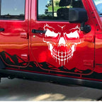 White Skull Hood Graphic Decal Sticker for Vehicle (Universal 1990-2020)