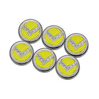 Chrome Cap Covers w/Yellow C-Fiber Flag Inlay for 2014-19 Corvette Z06 Automatic
