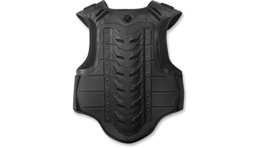 Black Stealth Icon Field Armor Stryker Vest for Motorcycle (All Sizes)