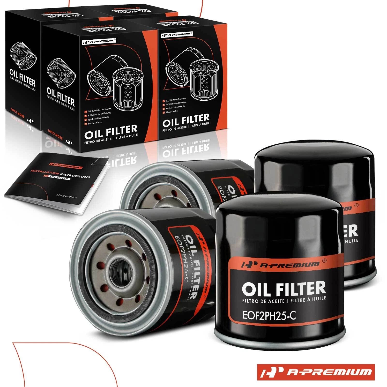 Set of 4 Engine Oil Filters for Jeep Cherokee (1974–1975, 1980–1982)