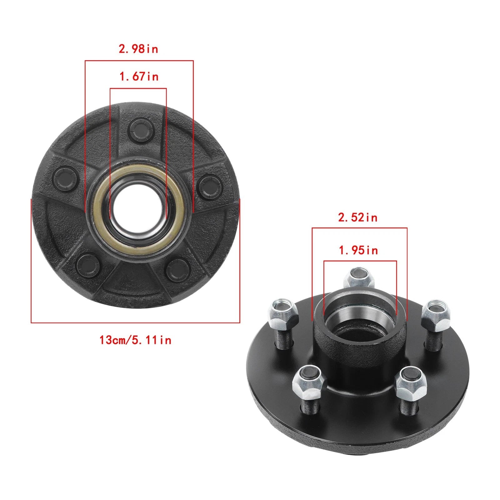 Set of 2 Pre-Assembled 5-Lug Trailer Wheel Hubs for 3 (Year Range)