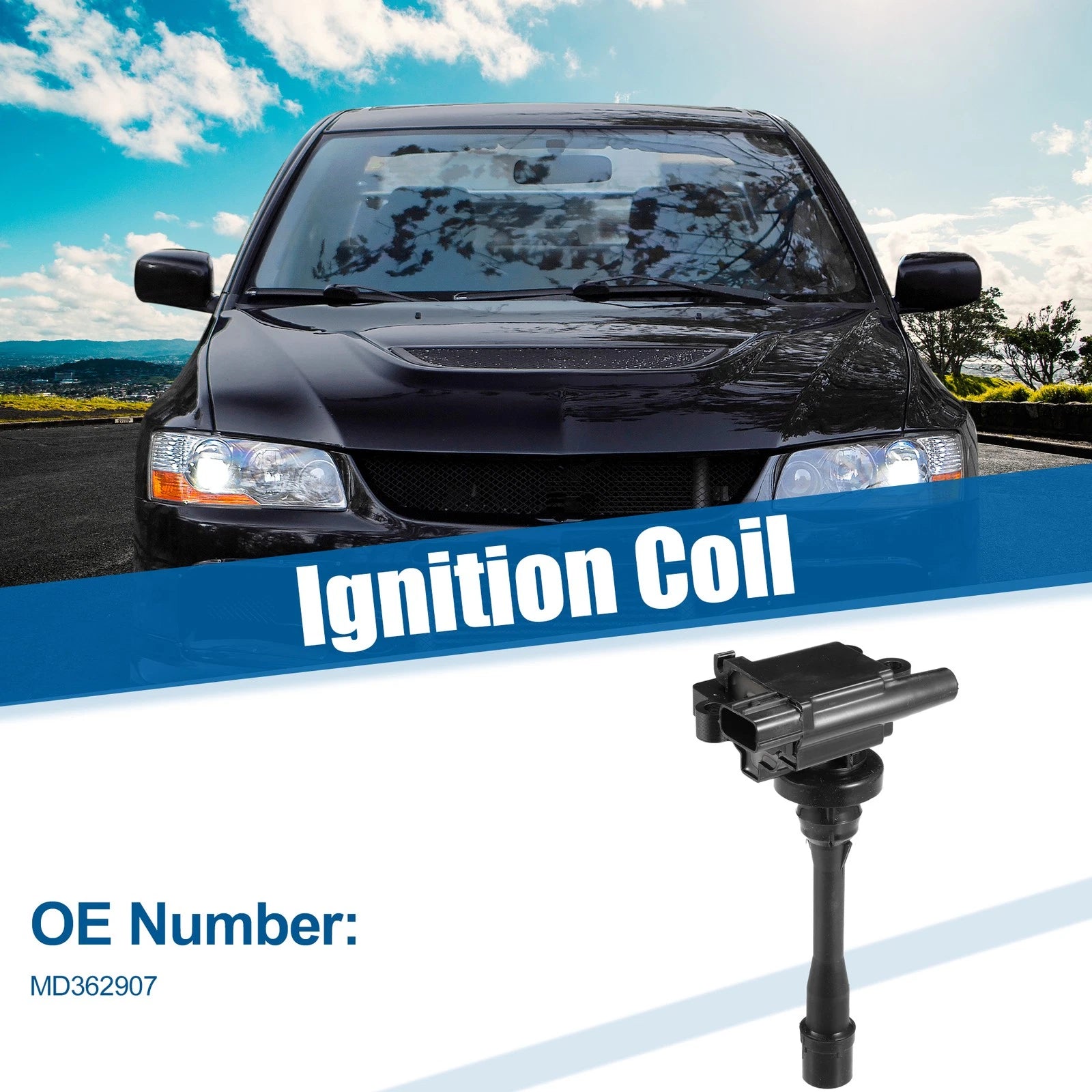 Ignition Coil for Mitsubishi Mirage Galant (No.MD362907) Rubber Metal Black