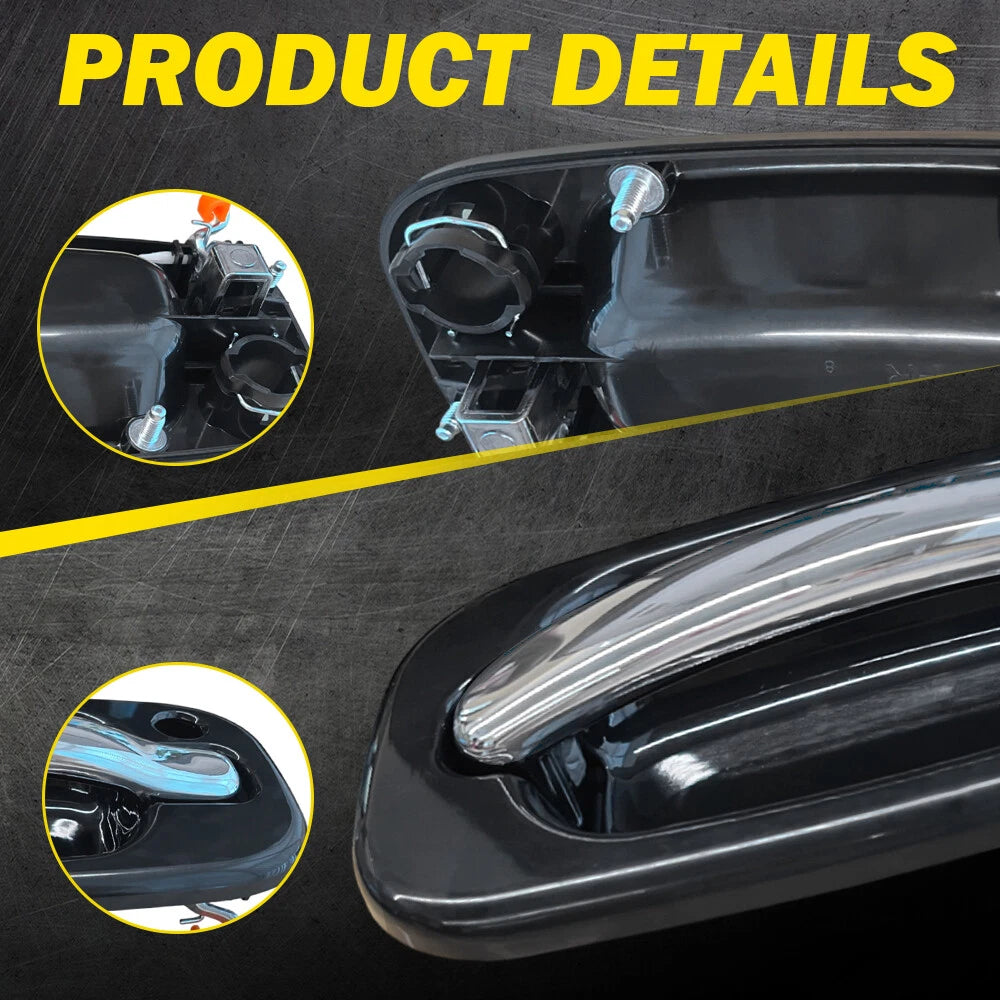 Set of 2 Chrome Black Exterior Door Handles for GMC Silverado