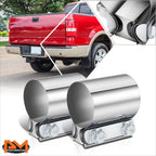 2X 2" ID Stainless Steel Catback Exhaust Butt Joint Band Clamps Sleeve Coupler