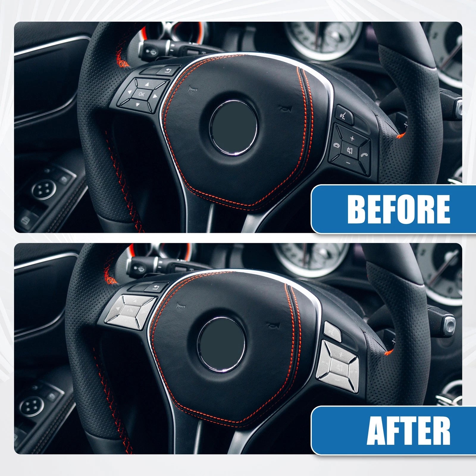 Set of 12 Steering Wheel Button Stickers for Mercedes Benz 
