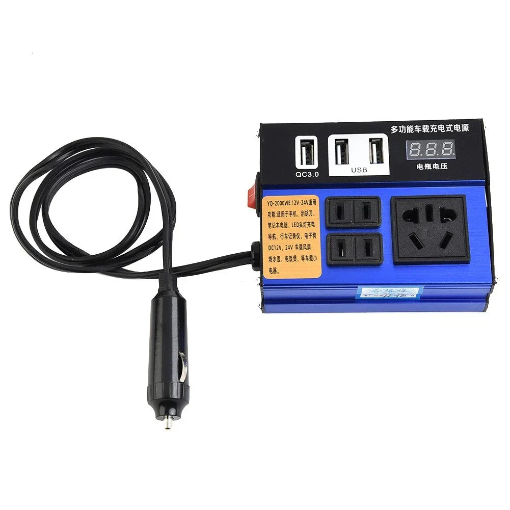 Portable DC12V/24V to DC110V/220V Car Power Inverter with Flexible Cable