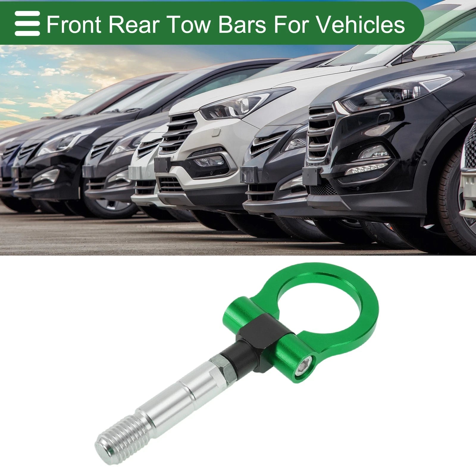 Tow Hook Set for Mazda RX8 (2003–2008) 11mm Aluminum Alloy 104mm Green