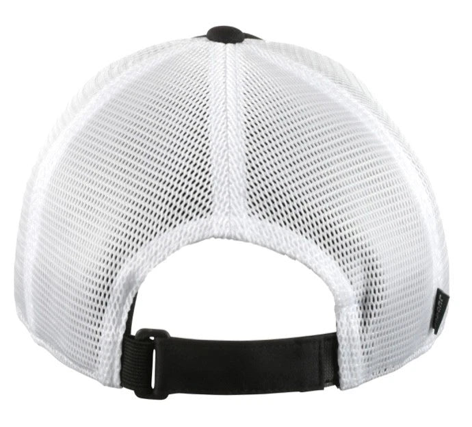 Mack Trucks Trucker Hat with Bulldog Logo Patch (Black/White, Mesh Back)