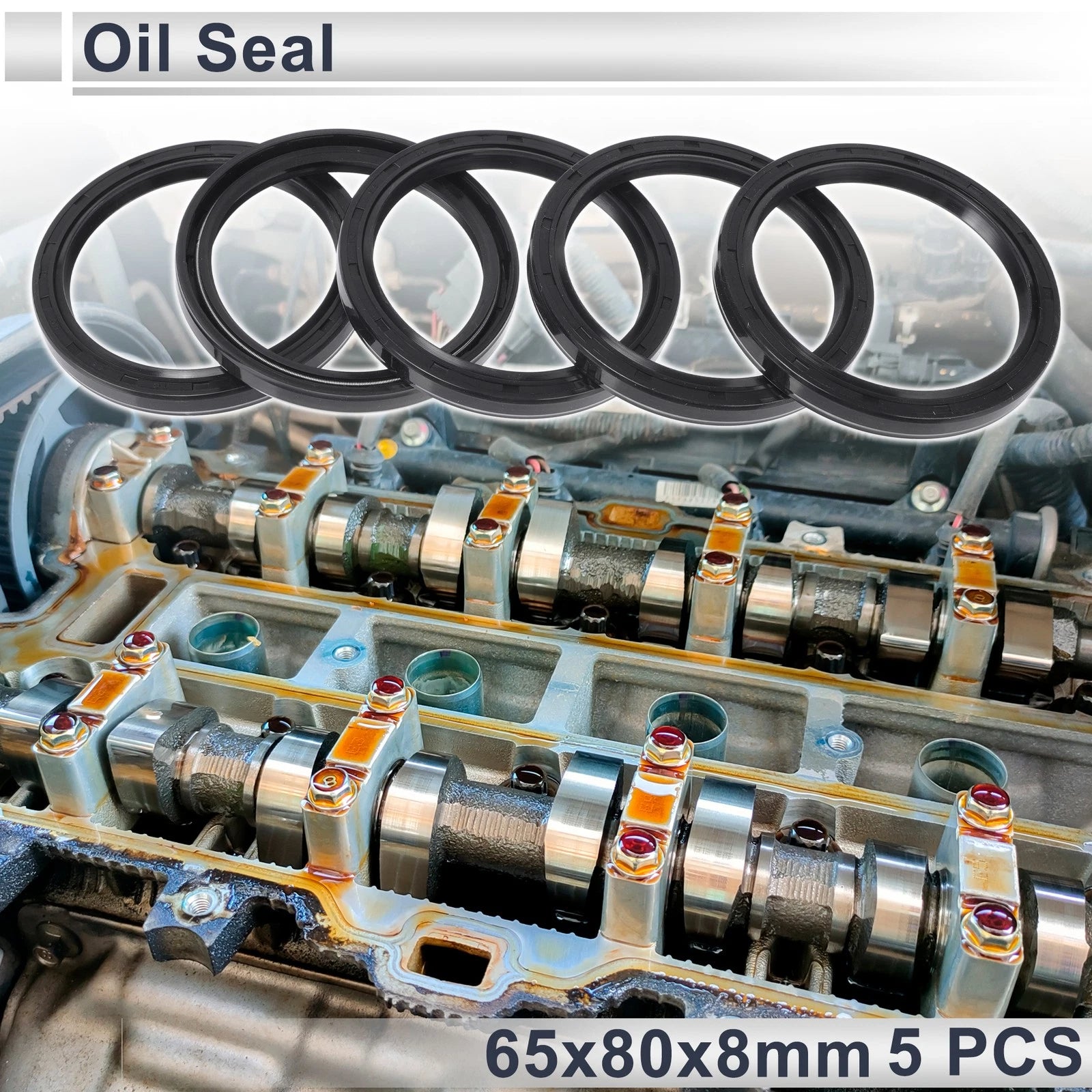 Set of 5 Oil Seal Rotary Shaft Seal NBR Rubber 65x80x8mm