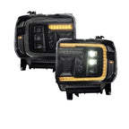 LED Projector Headlights w Amber DRL Replacement for 2014-2018 GMC Sierra 1500