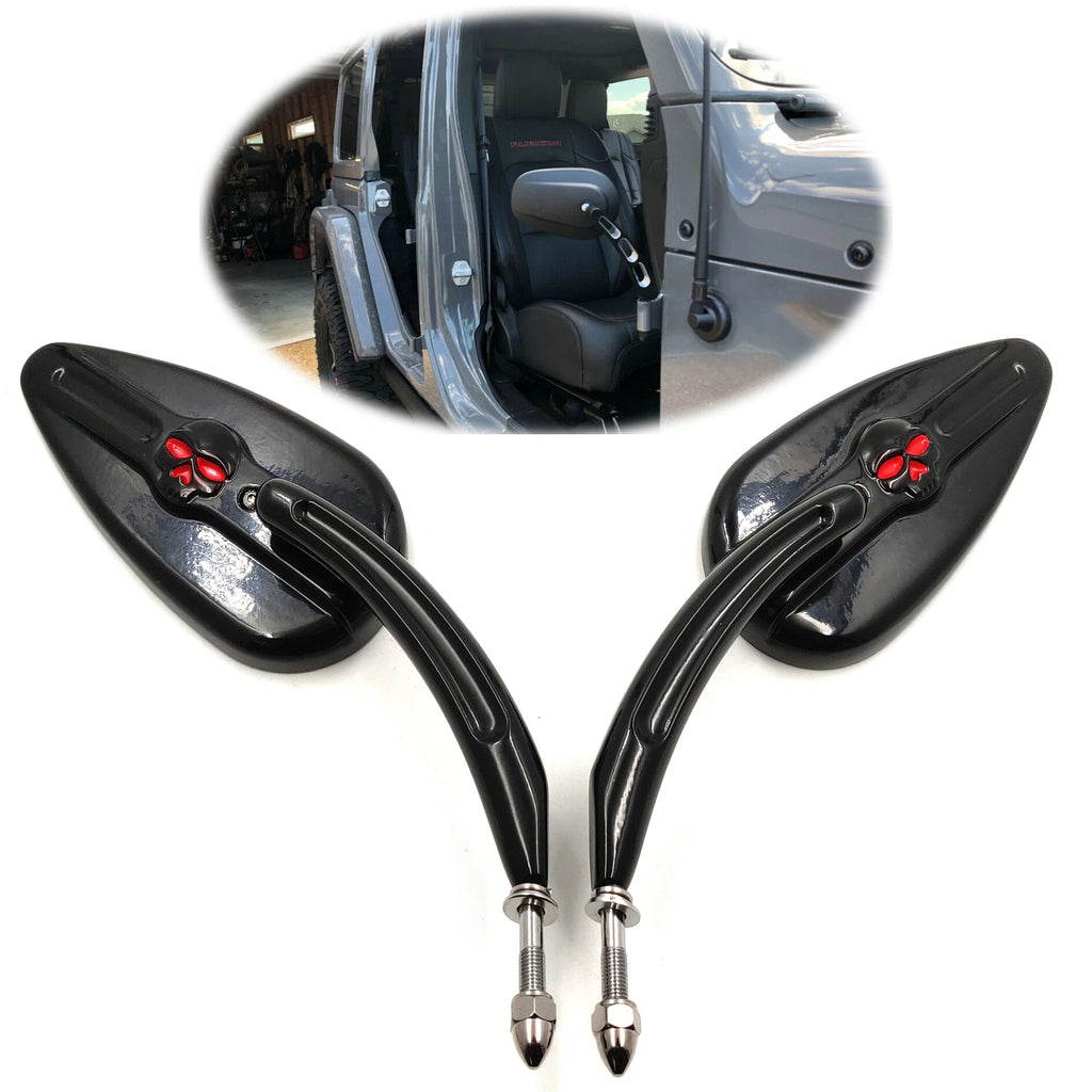 Black Long Stem Door Hinge Off Mirrors for Jeep Wrangler (1987–2019)