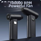 100000RPM Handheld Turbo Fan Blower with LED Light and 6 Speeds