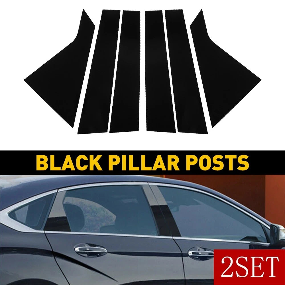 Set of 2 Glossy Black Pillar Posts for Chevy Impala (2014–2020)