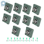 Set of 10 Pillow Block Flange Bearings for UCF208 (1-1/2" Bore)