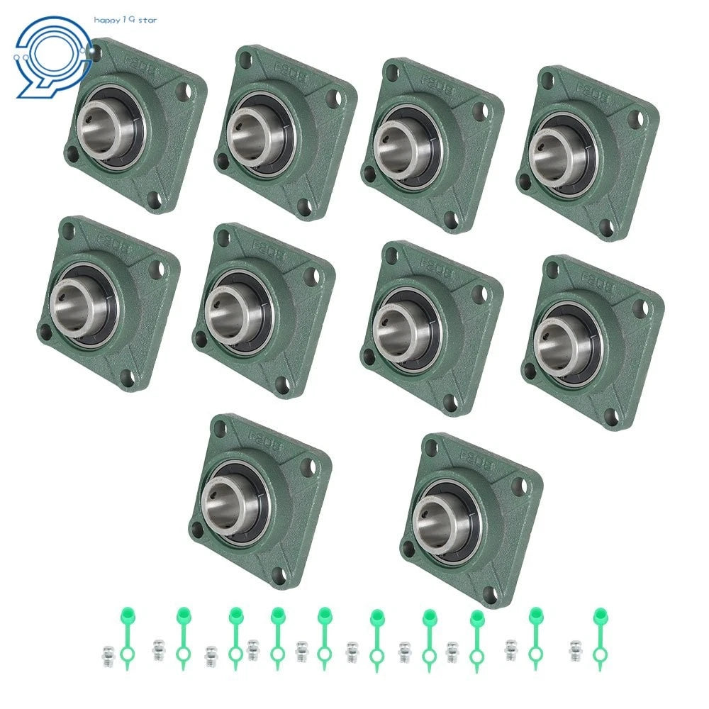 Set of 10 Pillow Block Flange Bearings for UCF208 (1-1/2" Bore)