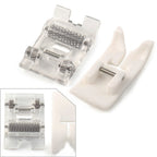 2 Pcs Roller Presser Foot & Non-Stick Zigzag Foot for Brother Singer