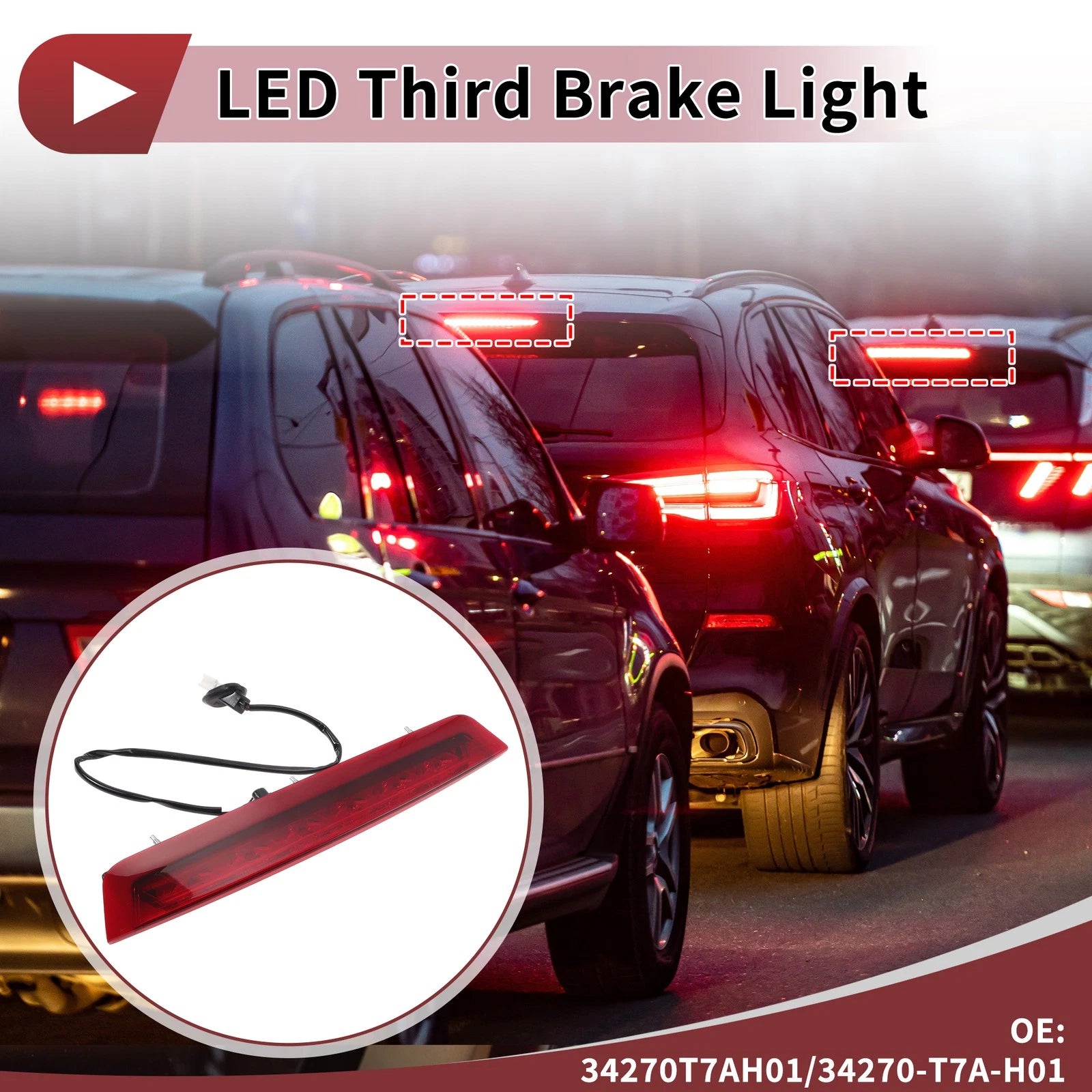 Red LED Third Brake Light for Honda HR-V Vezel (2014–2022) No. 34270T7AH01