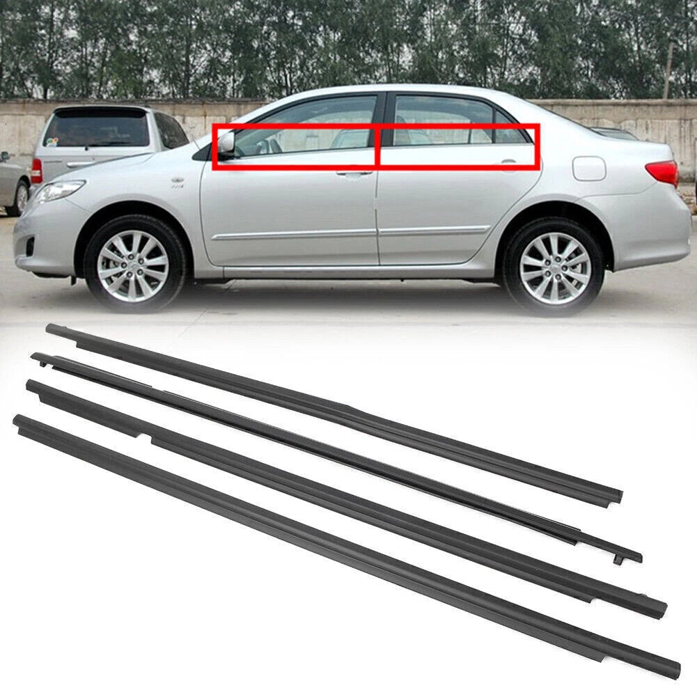 Set of 4 Door Window Weatherstrip Belt Seal Trims for Toyota Corolla (2009–2012)