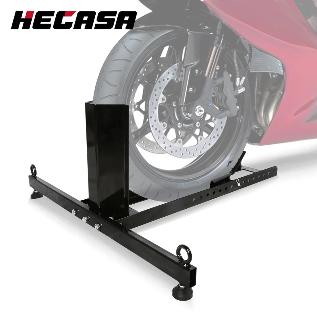 Adjustable Motorcycle Wheel Chock for Upright Support (15"-22" Wheel)