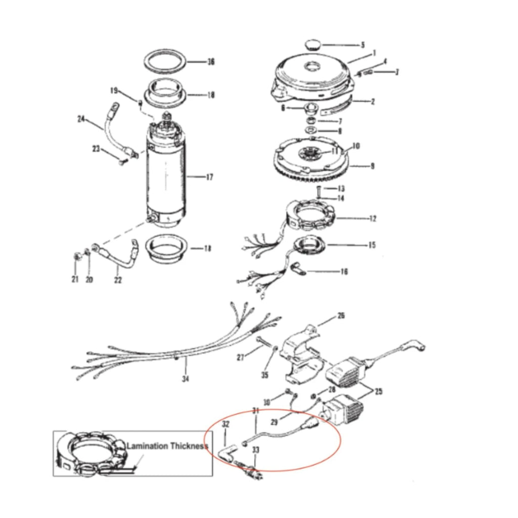 Spark Plug Wire for Mercury 150-175-200HP (813715A1, 90816A25, 93475A25)