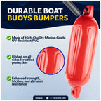 2-Pack Twin Eye Ribbed Boat Fenders 6.5 x 23-Inch, Red