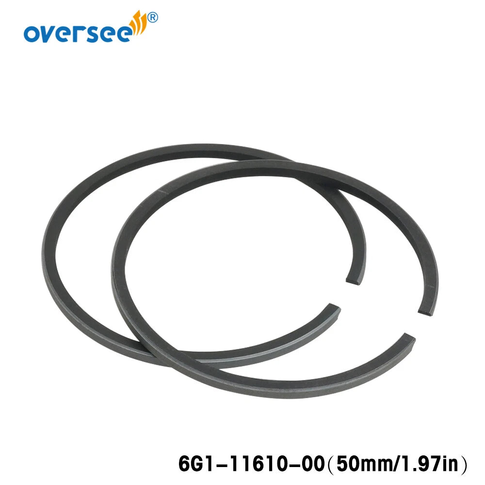 Piston Ring Set STD 50mm for Yamaha Outboard 2T 4/6/8HP (6G1-11610, 6G1-11610-00)