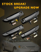 4X Exterior Door Handles w/ Lock Cylinder & Key for Honda Civic (2001–2005)